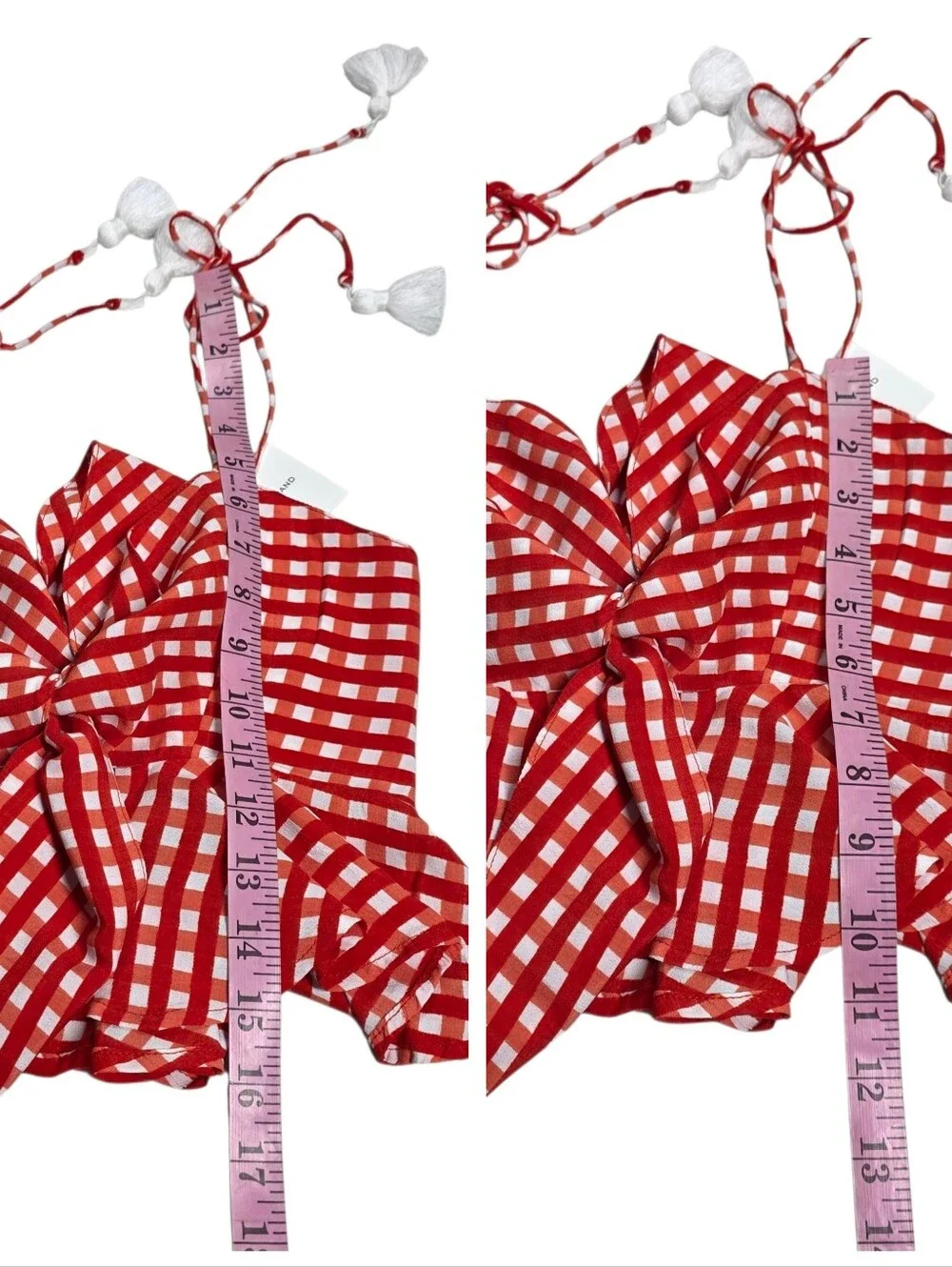 FAITHFULL THE BRAND Red plaid peplum camisole with front tie - Picture 14 of 16